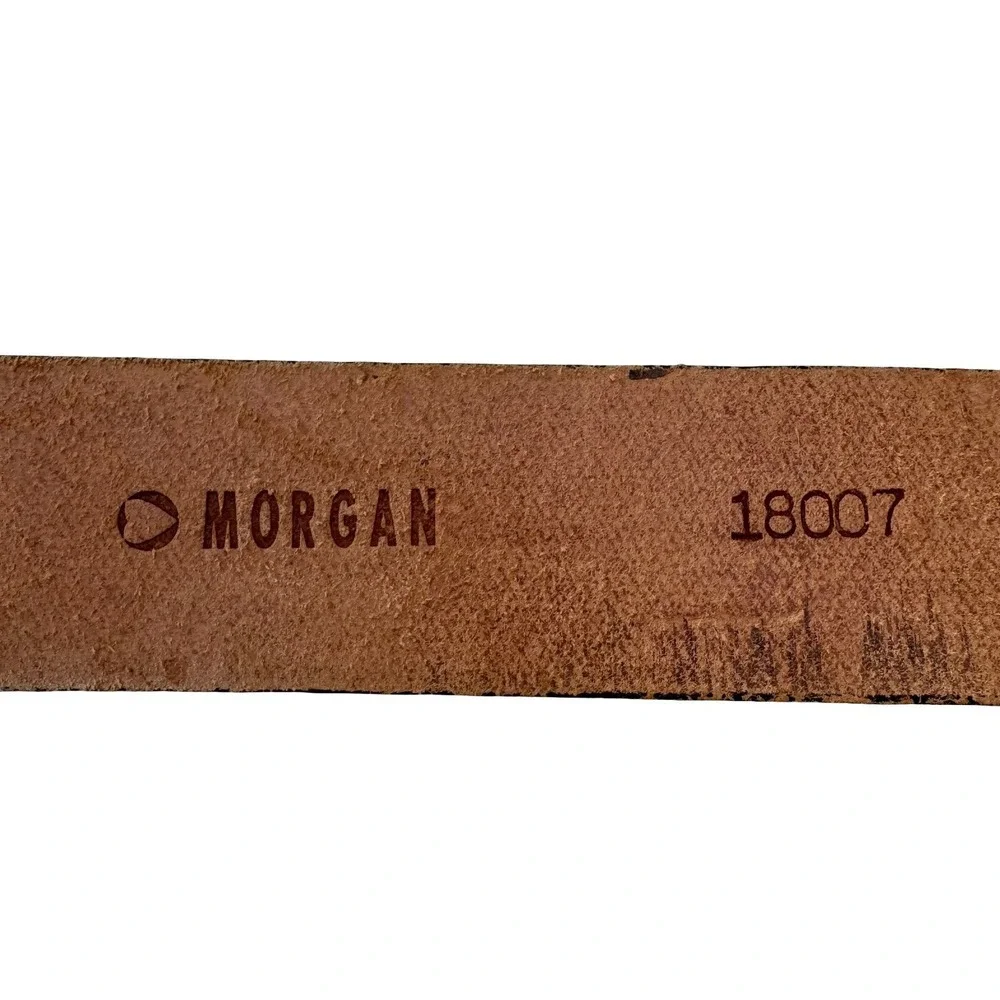 Morgan Vintage Y2K Glam Black Leather Belt Aurora Borealis Rhinestone Buckle S